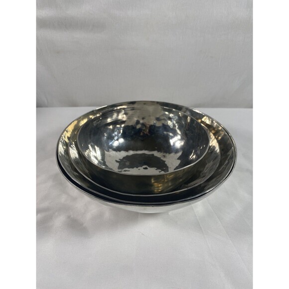 (4) Rare Fredericksburgs Pewter Handcrafted Hammed Polish Bowls Signed Gooch 96